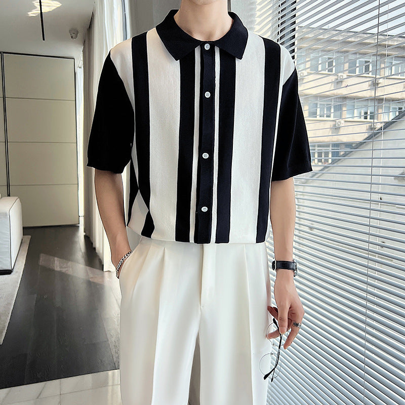 Colorblock polo-striktrøje