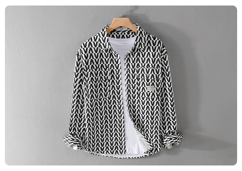 Printet fritidsskjorte med lange ærmer