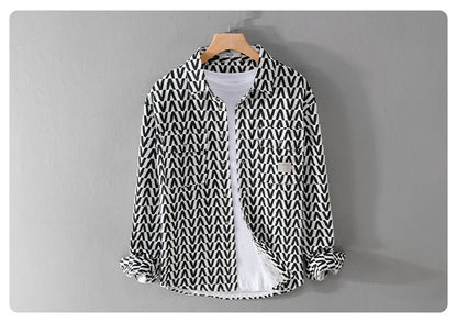 Printet fritidsskjorte med lange ærmer