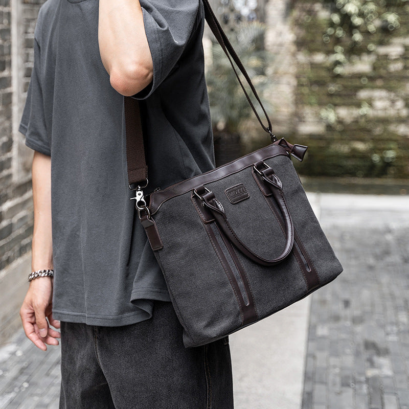 Canvas skuldertaske til herrer – businessstil