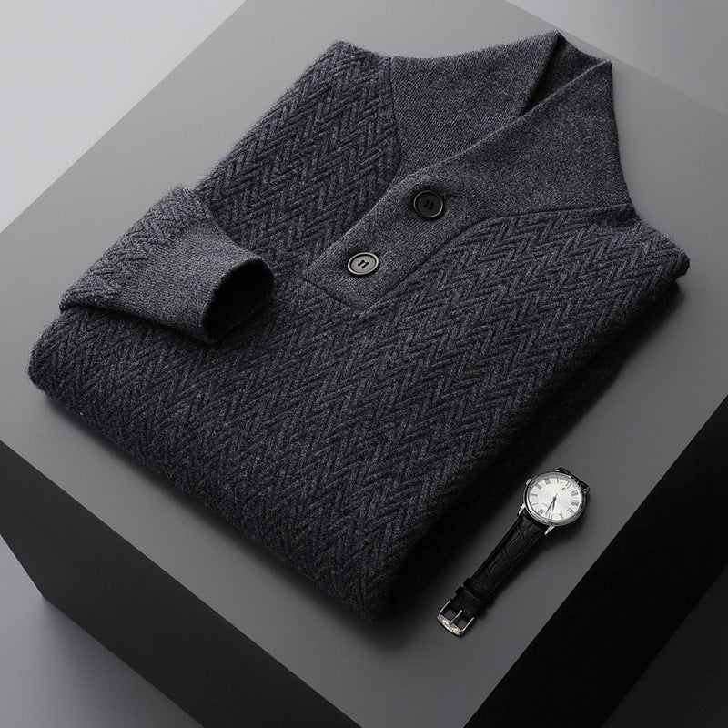 Herre Cashmere Pullover med Reverskrave