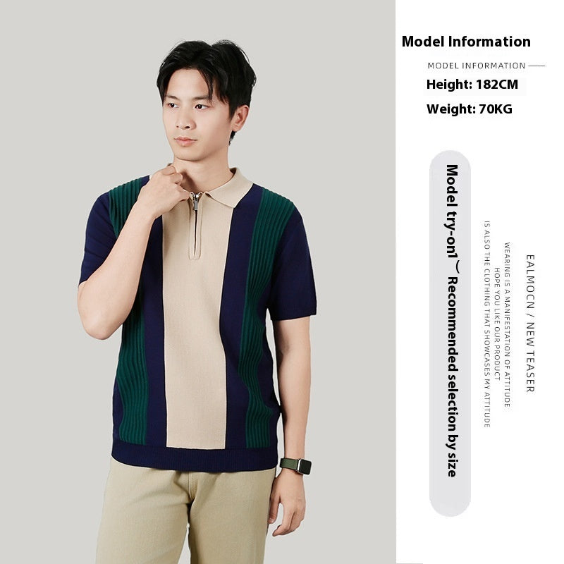 Kontraststribet Strikpolo