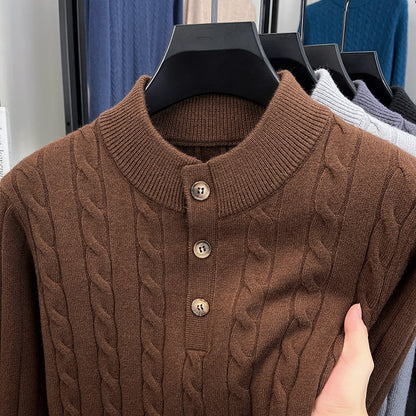 Fletmønstret højhalset sweater